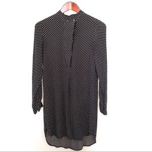 Madewell Black and Tan Polka Dot Shirt Dress